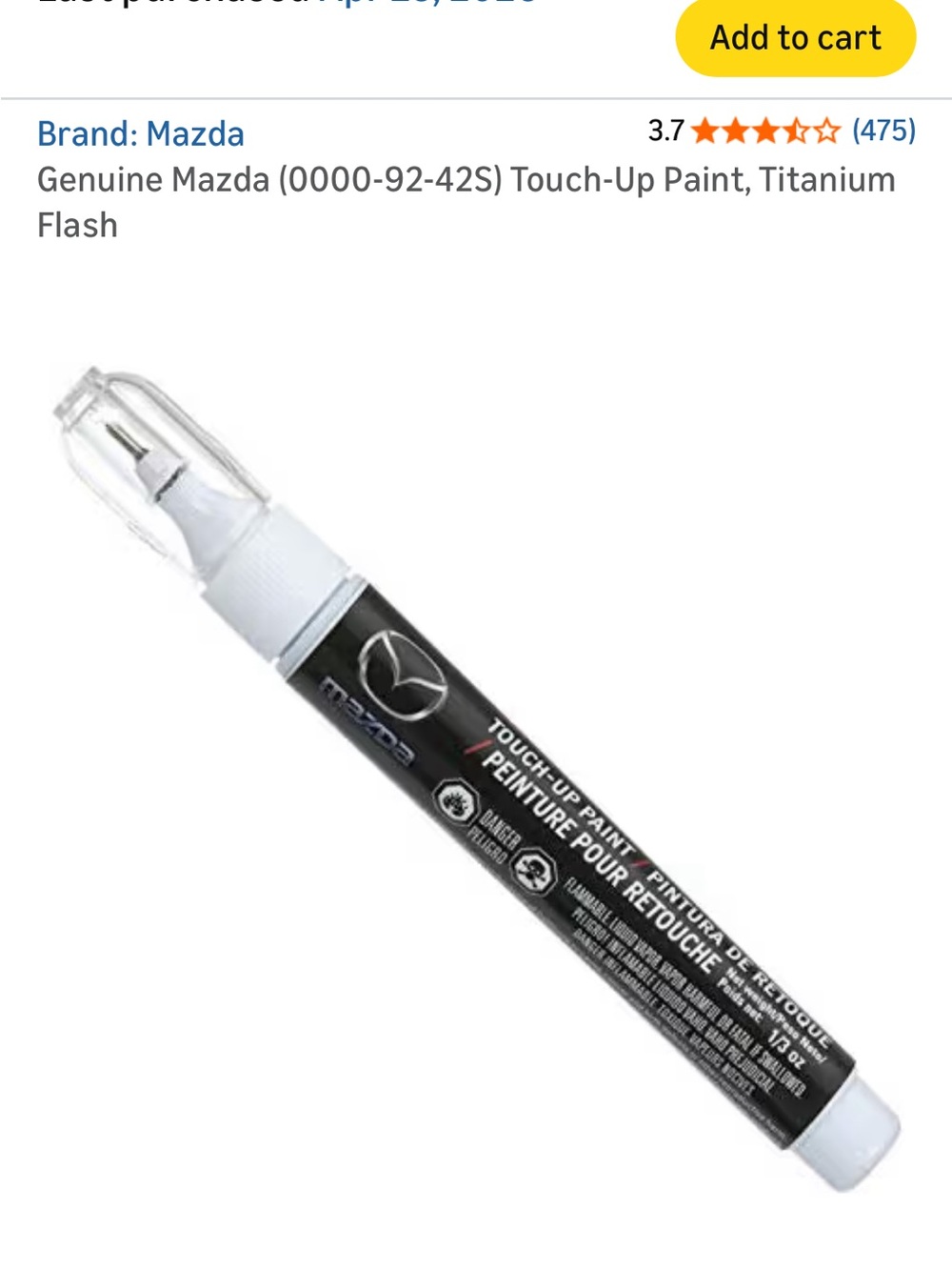 Mazda Titanium Flash Touch-Up Paint Pen - Silver